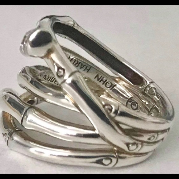 ๐ธ๐ธ๐ธ SOLD ๐ธ๐ธ๐ธ JOHN HARDY 925 Silver Bamboo Pave Diamond Ring - Picture 3 of 7
